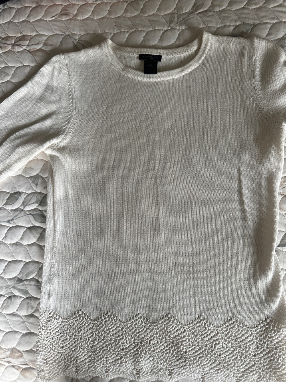 Ann Taylor Factory Cream Crewneck Knit Top